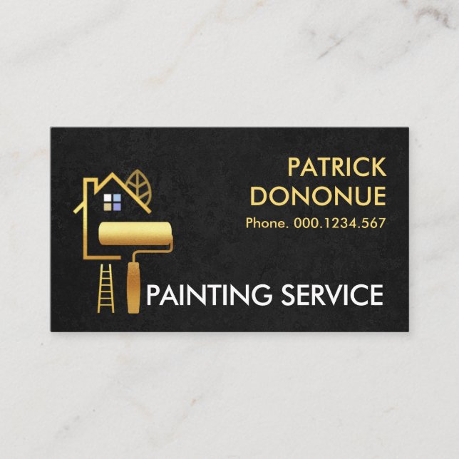 Byggnad i guld vid svart bläckstråge Struktur Visitkort (Framsida)