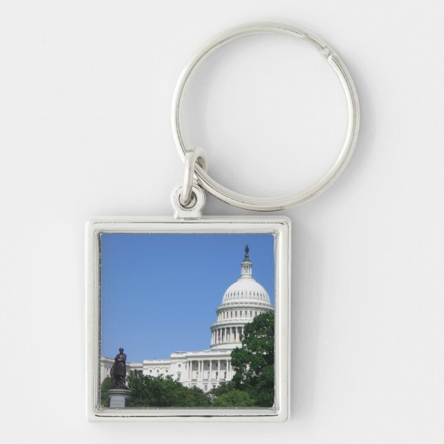 Byggnad i huvudstad i Washington DC Fyrkantig Silverfärgad Nyckelring (Framsidan)