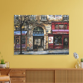 Byggnad i Paris Watercolor Unik Canvastryck