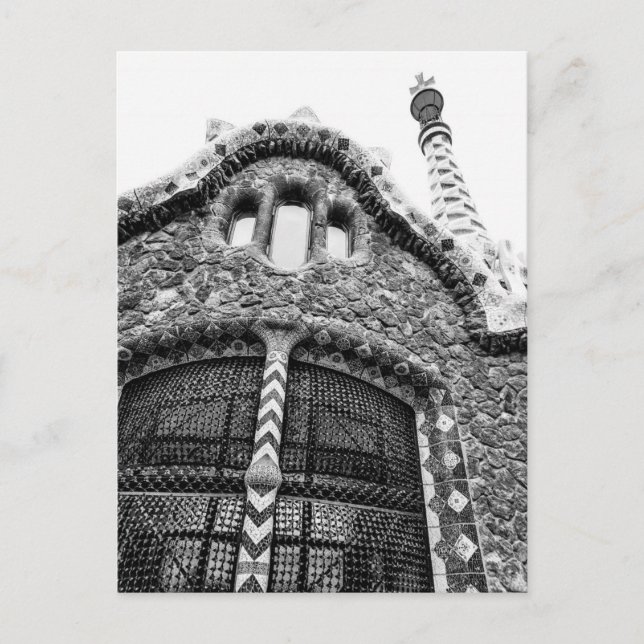 Byggnad i parken Güell i Barcelona Helg Vykort (Framsida)