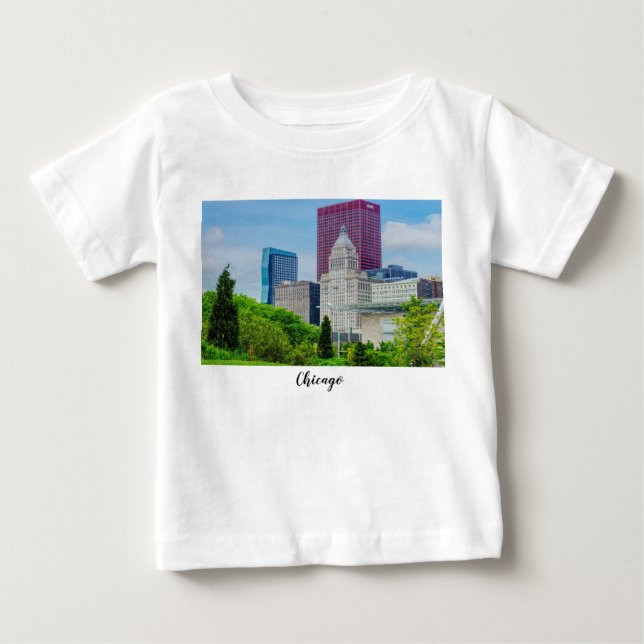 Byggnad in Chicago Baby T-Shirt (Framsida)