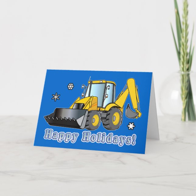 Byggnad- & konstruktionshelgdagkort: Backhoe Helgkort (Framsida)