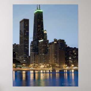 Byggnad längs Chicagolakefront i centrala delen av Poster