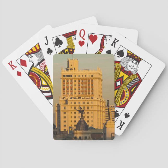 Byggnad längs Gran Via och Edificio Espana Spel Kort (Baksidan)