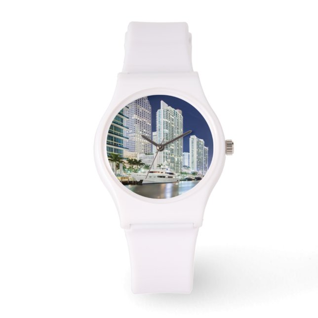 Byggnad längs Miami-floden Riverpromenad Armbandsur (Framsida)