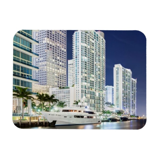 Byggnad längs Miami-floden Riverpromenad Magnet (Horisontell)