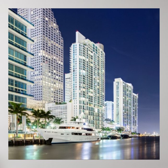 Byggnad längs Miami-floden Riverpromenad Poster (Framsidan)
