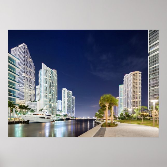 Byggnad längs Miami-floden Riverpromenad Poster (Framsidan)