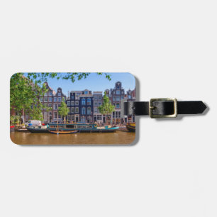Byggnad och kanal i Amsterdam, Nederländerna Bagagebricka