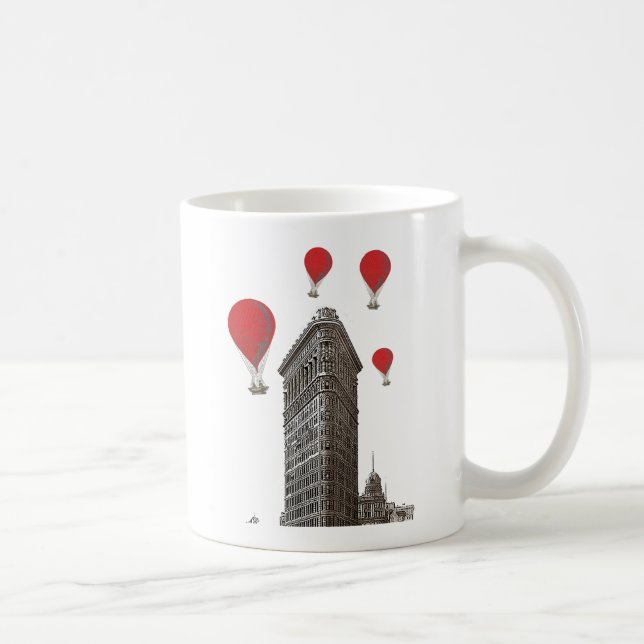 Byggnad och Luftballonger av plattan Järn Kaffemugg (Höger)