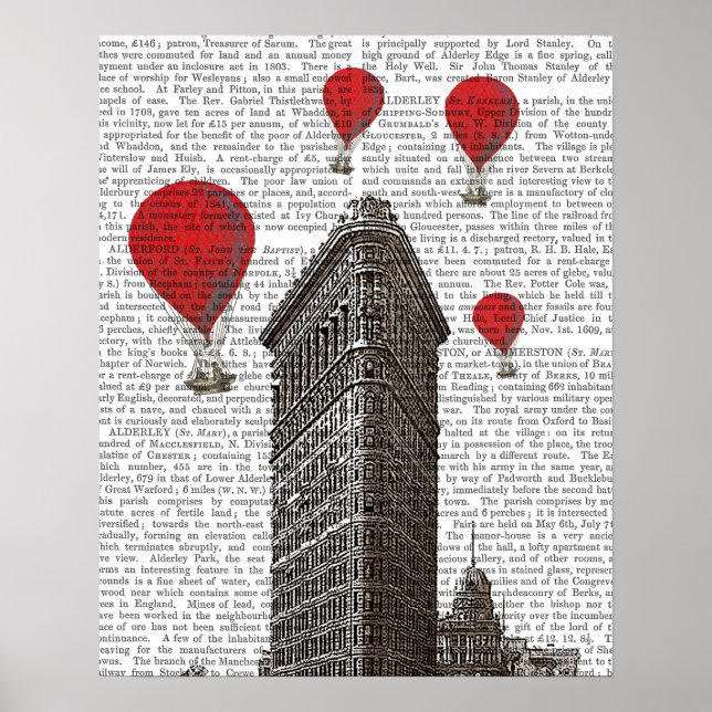 Byggnad och Luftballonger av plattan Järn Poster (Framsidan)