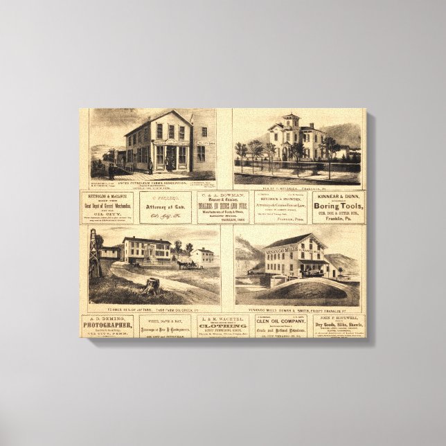 Byggnad, Oil City, Franklin, Tarr Farm Canvastryck (Framsida)