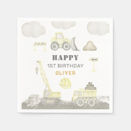 Byggnad Roligt Construction Kids 1st Birthday Part Pappersservett