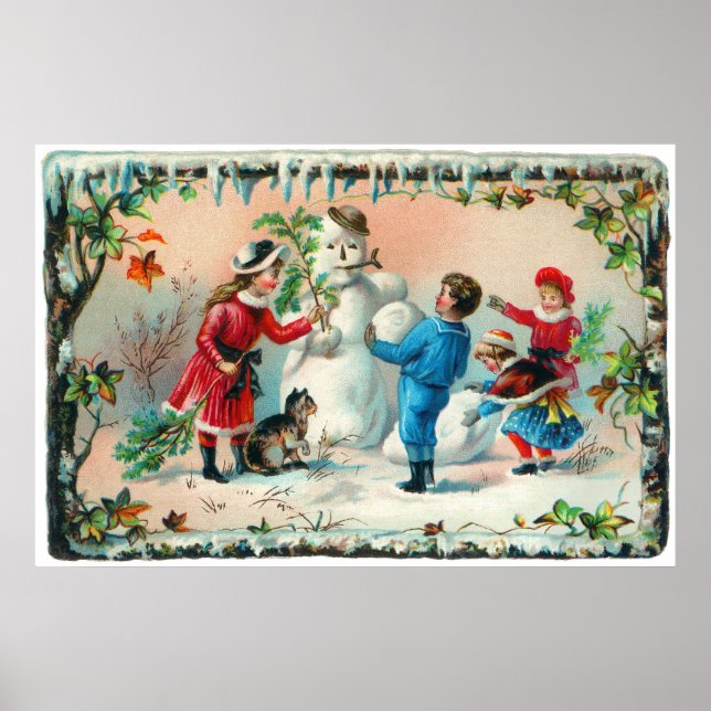 Byggnad Snögubbe c.1890 Poster (Framsidan)