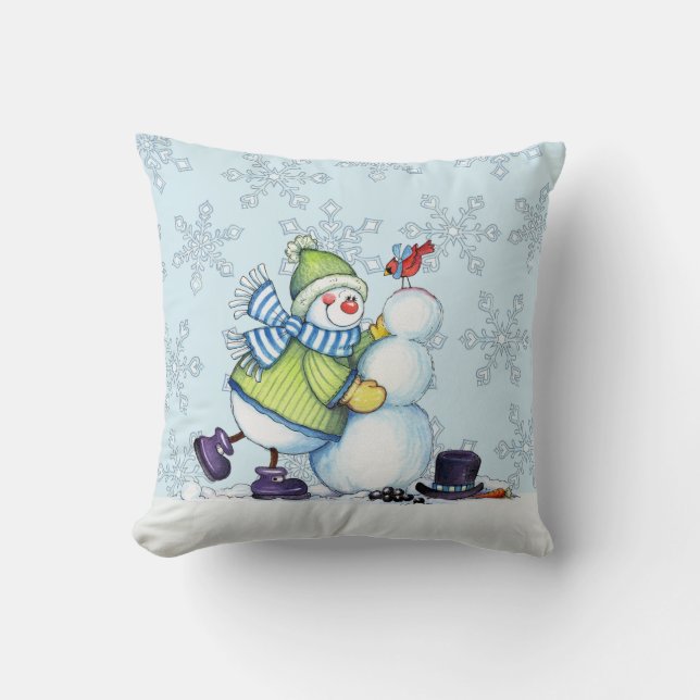 Byggnad Snögubbe - Pillow Kudde (Framsida)