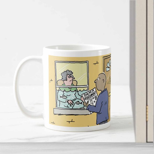 Byggnad Surveyor Damp Assessment Tecknad. Kaffemugg (Skapare uppladdad)