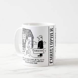 Byggnad Surveyor tittar på mr Gris stickhouse Kaffemugg