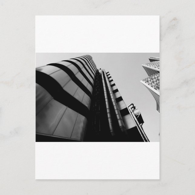 byggnad svart och vit vykort (Framsida)