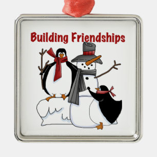 Byggnad Vänskaper Helgdagar Snögubbe Penguins Julgransprydnad Metall