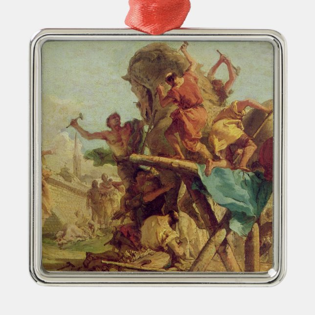 Byggnaden av den Trojan hästen, c.1760 Julgransprydnad Metall (Framsidan)
