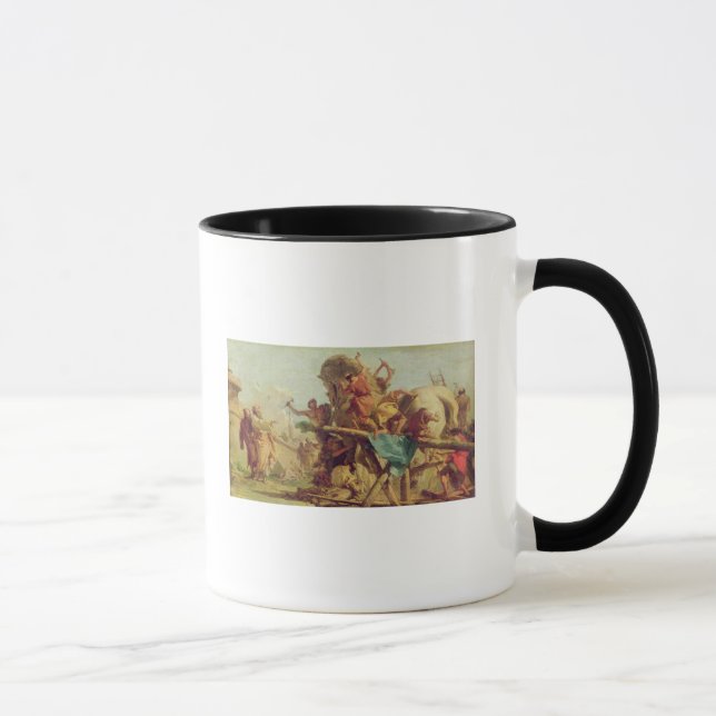 Byggnaden av den Trojan hästen, c.1760 Mugg (Höger)