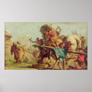 Byggnaden av den Trojan hästen, c.1760 Poster