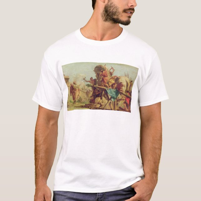 Byggnaden av den Trojan hästen, c.1760 Tee (Framsida)