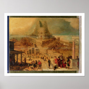 Byggnaden av torn av Babel (panelen) Poster