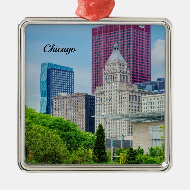 Byggnader I Chicago Metall Ornament (Framsidan)