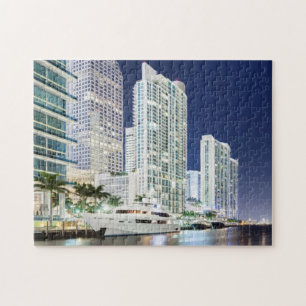 Byggnader längs den Miami floden Riverwalk Pussel