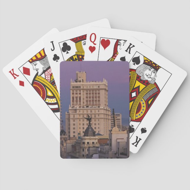 Byggnader längs Gran Via och Edificio Espana Spel Kort (Baksidan)