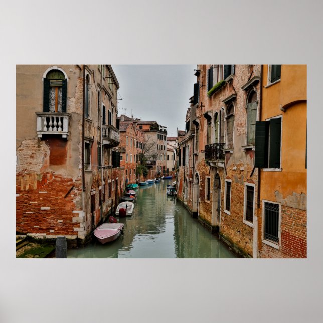 Byggnader längs kanaler i Venedig Poster (Framsidan)