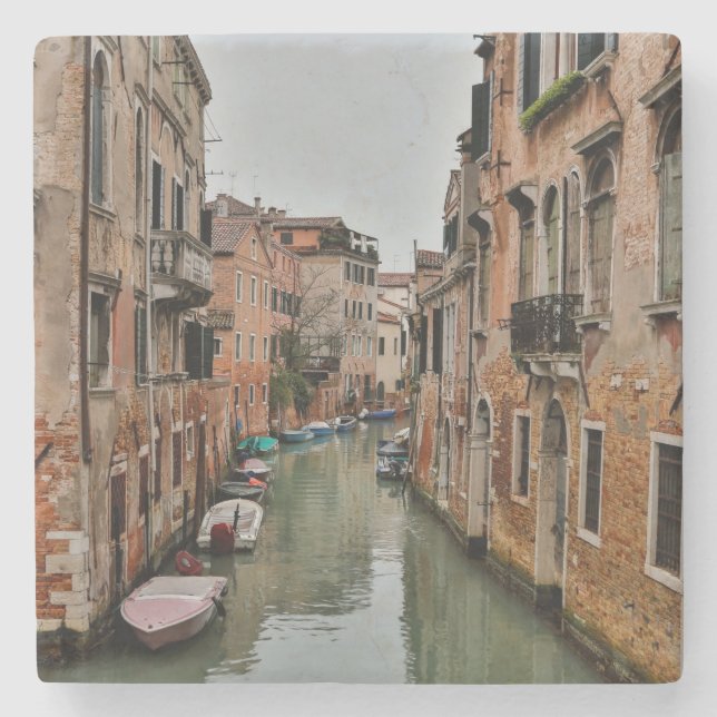 Byggnader längs kanaler i Venedig Stenunderlägg (Framsidan)