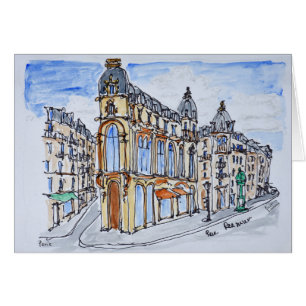Byggnader på Rue Reaumur, Paris, Frankrike Hälsningskort