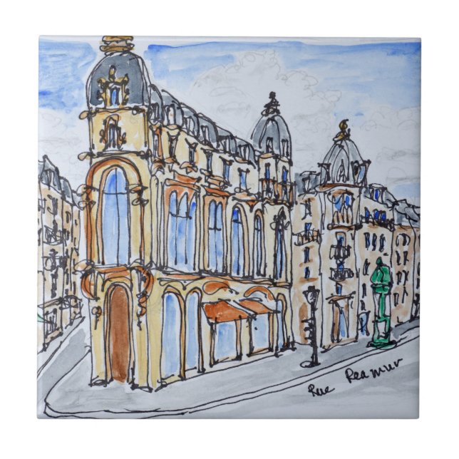 Byggnader på Rue Reaumur, Paris, Frankrike Kakelplatta (Framsidan)