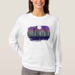 Byggnader som tändas upp på natten tee shirt