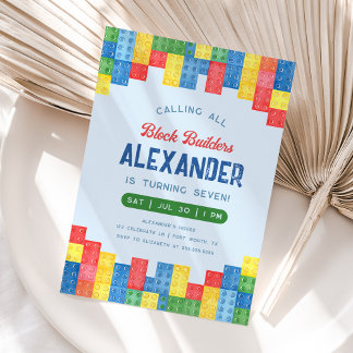 Byggnads Block Boy Födelsedagsfest inbjudan