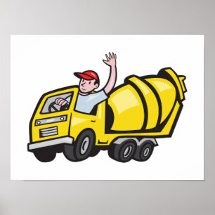 Byggnadsarbetarechauffören cementerar poster