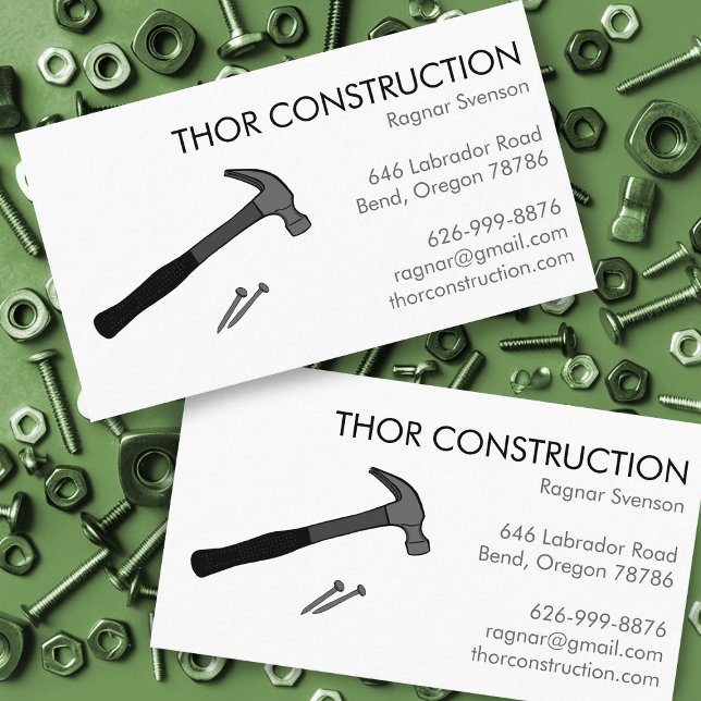 Byggnadsarbetets Handyman remodel Hammer & Nagel C Visitkort (Construction Handyman Remodel Hammer & Nails Cool Business Card
)