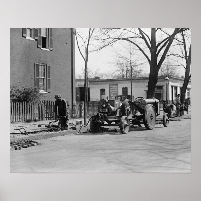 Byggnadsbesättning, 1925. Vintage Photo Poster (Framsidan)