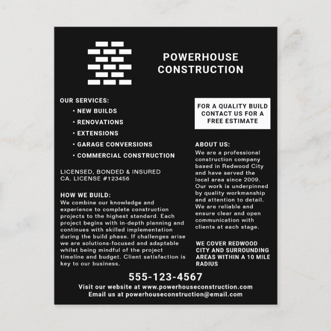 Byggnadsbyggaren Brick Mönster Black Flygblad (Framsidan)