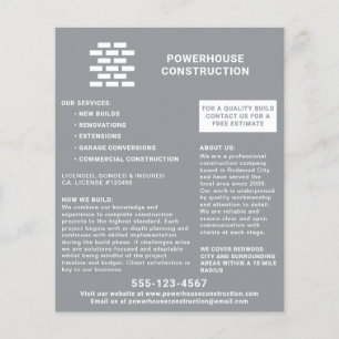 Byggnadsbyggaren Brick Mönster Grått Flygblad