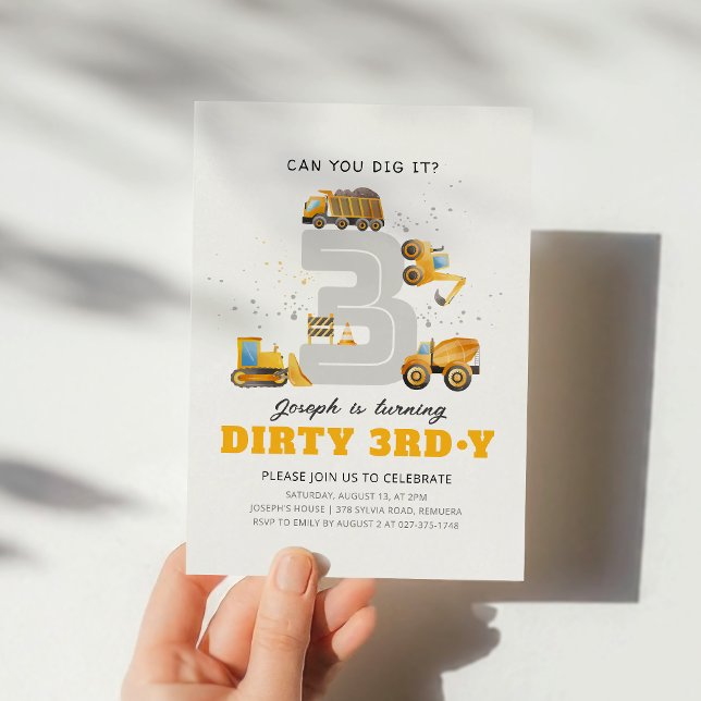 ByggnadsDirty 3rdy Födelsedagsfest inbjudan (Skapare uppladdad)