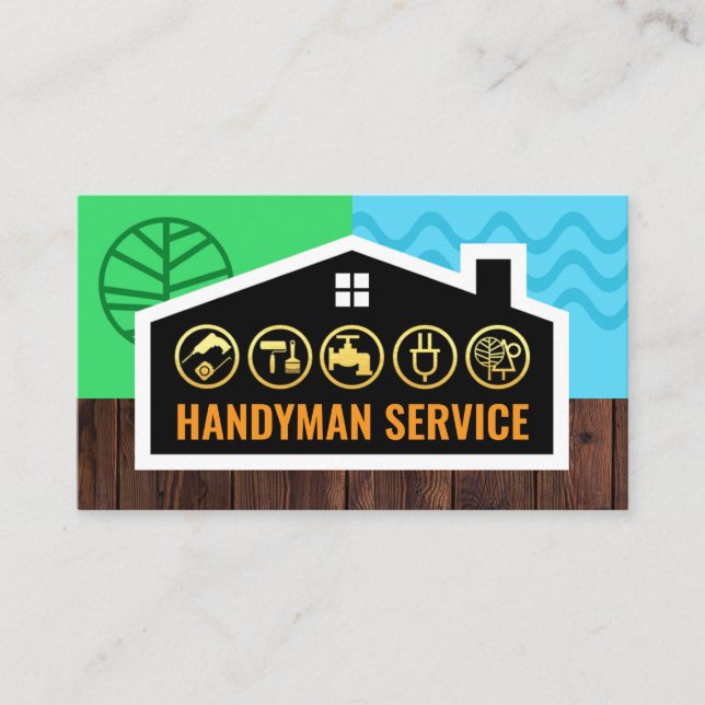 Byggnadsställningar Landskaps Handyman Verktyg Visitkort (Framsida)