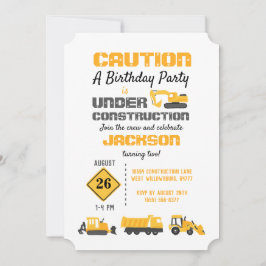 Byggnadsverk Lastbilar Födelsedagsfest inbjudan