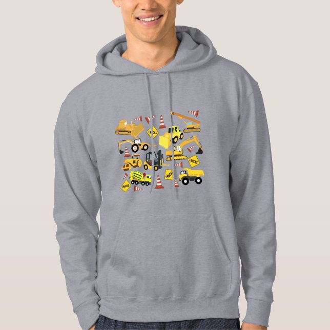 Byggnadsverk Lastbilar Mönster Hoodie (Framsida)