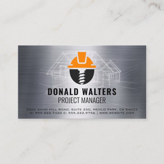 Byggnadsverk, Logotyp | Blåskiss | Metall Visitkort (Framsida)