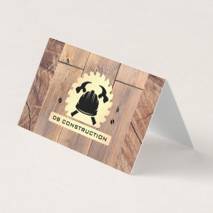 Byggnadsverk, Logotyp Saw Wood Metall Visitkort