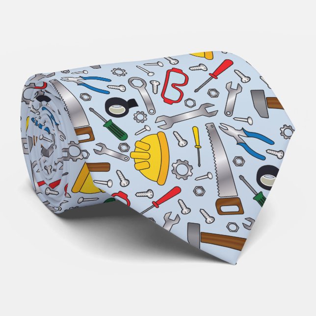 Byggnadsverk med olika handverktyg och verktyg slips (Rullad)