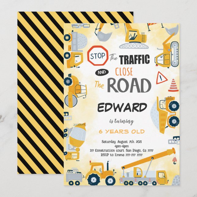 Byggnation av 5:e födelsedag inbjudningar (Fram/baksida)